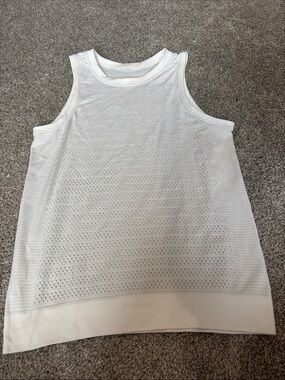 lululemon athletica White Eyelet Knit Tank Top